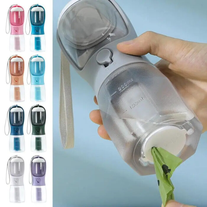 3-in-1 Portable Dog Water Bottle & Food Container with Waste Bag Dispenser - Image 9